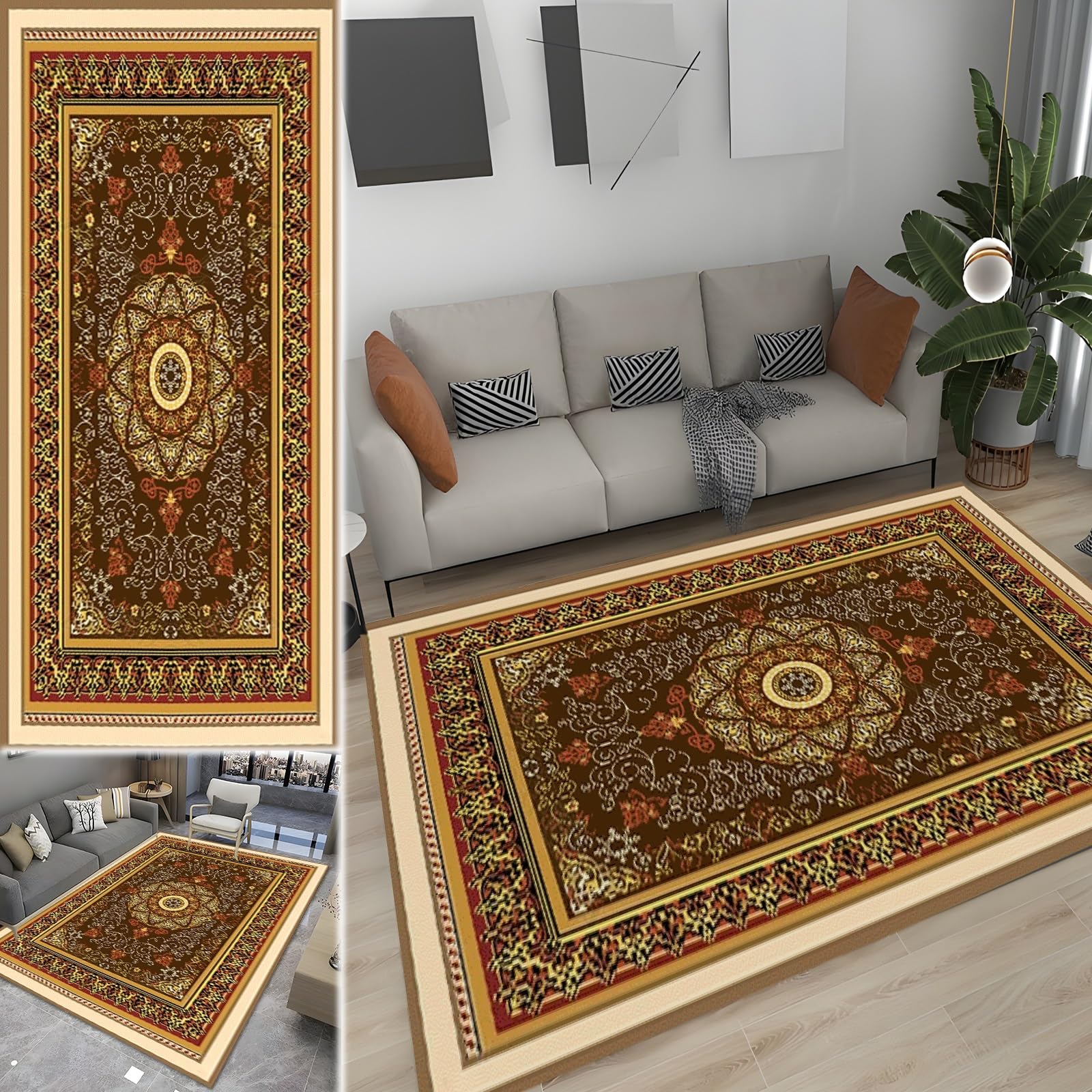 専用　2点セット【60's Vintage rug】188×102cm Amazon.com: Vintage Home Decor Rug 2x3 FT / 60x90 cm Vintage